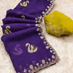 BT 1284 Purple Crunchy Chiffon Saree Perfect for Wedding, Party, Ethnic Day, Ganesh Chaturthi, Sangeet . Best Price ₹1799. Delivery 4-6 Working Days | Designer Sarees, Embroidered Sarees, Sarees, Bollywood Sarees, Creative Sarees, Ethnic Saree, Modern Digital sarees, Party Wear Sarees