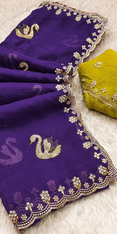 BT 1284 Purple Crunchy Chiffon Saree Perfect for Wedding, Party, Ethnic Day, Ganesh Chaturthi, Sangeet . Best Price ₹1799. Delivery 4-6 Working Days | Designer Sarees, Embroidered Sarees, Sarees, Bollywood Sarees, Creative Sarees, Ethnic Saree, Modern Digital sarees, Party Wear Sarees
