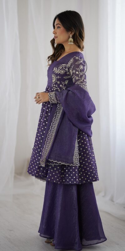 ZSR 3134 Purple Crunchy Silk Salwar Suit Perfect for Wedding, Party, Sangeet, Anniversary, Housewarming Introductory Price ₹2399. Delivery 4-6 | Casual Suits, Jump Suits, Salwar suit, Creative suits, Designer Suits, Palazzo Suits, Party Wear Suits, Patiala Suits, Straight Suits