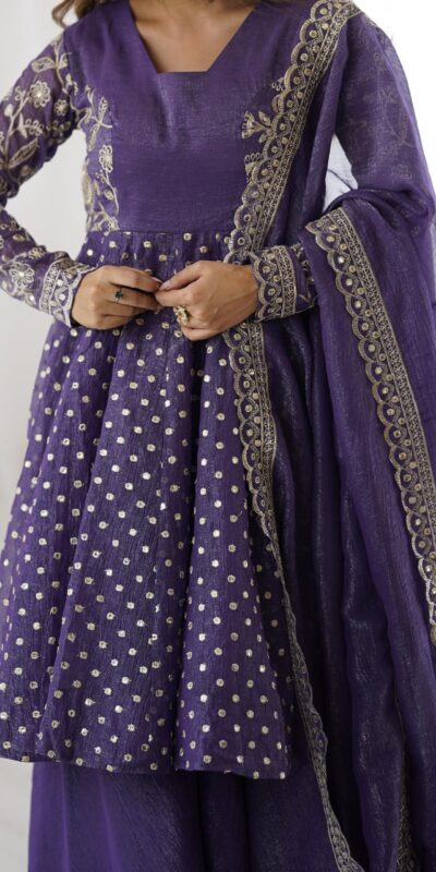 ZSR 3134 Purple Crunchy Silk Salwar Suit Perfect for Wedding, Party, Sangeet, Anniversary, Housewarming Introductory Price ₹2399. Delivery 4-6 | Casual Suits, Jump Suits, Salwar suit, Creative suits, Designer Suits, Palazzo Suits, Party Wear Suits, Patiala Suits, Straight Suits