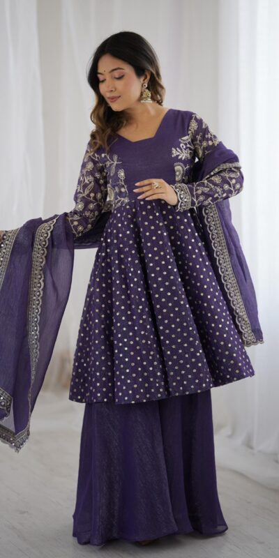 ZSR 3134 Purple Crunchy Silk Salwar Suit Perfect for Wedding, Party, Sangeet, Anniversary, Housewarming Introductory Price ₹2399. Delivery 4-6 | Casual Suits, Jump Suits, Salwar suit, Creative suits, Designer Suits, Palazzo Suits, Party Wear Suits, Patiala Suits, Straight Suits