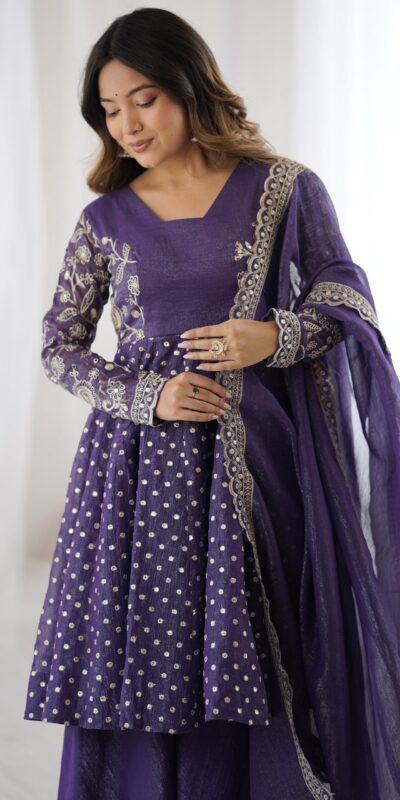 ZSR 3134 Purple Crunchy Silk Salwar Suit Perfect for Wedding, Party, Sangeet, Anniversary, Housewarming Introductory Price ₹2399. Delivery 4-6 | Casual Suits, Jump Suits, Salwar suit, Creative suits, Designer Suits, Palazzo Suits, Party Wear Suits, Patiala Suits, Straight Suits