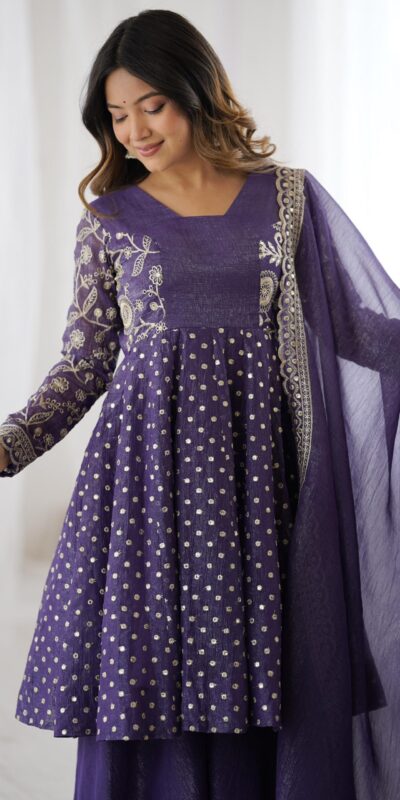 ZSR 3134 Purple Crunchy Silk Salwar Suit Perfect for Wedding, Party, Sangeet, Anniversary, Housewarming Introductory Price ₹2399. Delivery 4-6 | Casual Suits, Jump Suits, Salwar suit, Creative suits, Designer Suits, Palazzo Suits, Party Wear Suits, Patiala Suits, Straight Suits