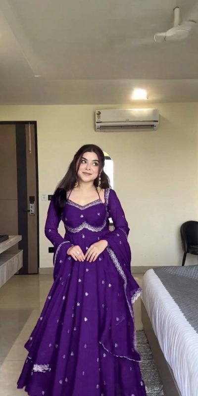 Purple Georgette Sequence Gown