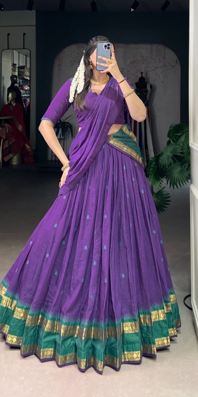 Purple Pure Chanderi Zari Work Lehenga Choli