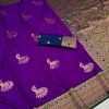 Purple Soft Silk Zari Lace Work Saree