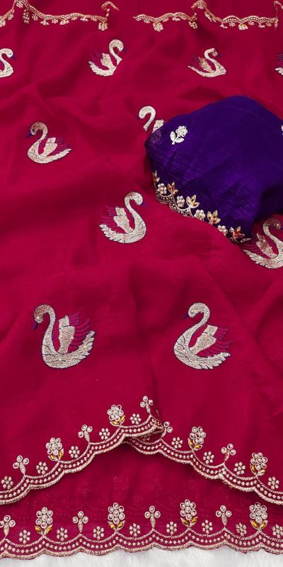 BT 1284 Red Crunchy Chiffon Saree Perfect for Wedding, Party, Ethnic Day, Ganesh Chaturthi, Sangeet . Best Price ₹1799. Delivery 4-6 Working Days | Designer Sarees, Embroidered Sarees, Sarees, Bollywood Sarees, Creative Sarees, Ethnic Saree, Modern Digital sarees, Party Wear Sarees