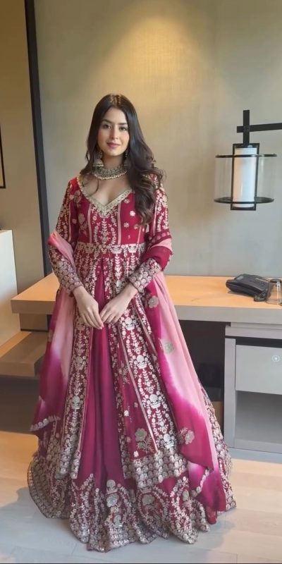 Red Faux Georgette Digital Print Lehenga Choli