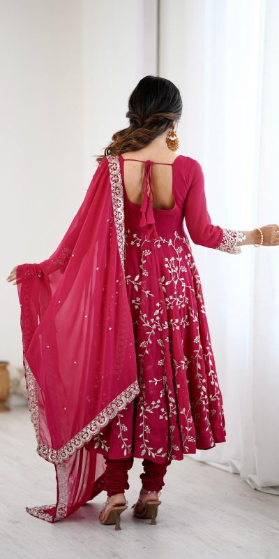 SRK 5299 Pink Faux Georgette With Sequence Work Perfect for Wedding, Party, Lohri, Temple Visit, Ganesh Chaturthi Festive, Events, 4-6 Working Days At 2149 | Gowns, Bollywood Gowns, Creative Gowns, Designer Gowns, Embroidered Gowns, Party Wear Gowns