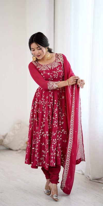 SRK 5299 Pink Faux Georgette With Sequence Work Perfect for Wedding, Party, Lohri, Temple Visit, Ganesh Chaturthi Festive, Events, 4-6 Working Days At 2149 | Gowns, Bollywood Gowns, Creative Gowns, Designer Gowns, Embroidered Gowns, Party Wear Gowns