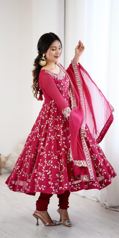 SRK 5299 Pink Faux Georgette With Sequence Work Perfect for Wedding, Party, Lohri, Temple Visit, Ganesh Chaturthi Festive, Events, 4-6 Working Days At 2149 | Gowns, Bollywood Gowns, Creative Gowns, Designer Gowns, Embroidered Gowns, Party Wear Gowns