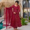 ZSR 3145 Red Faux Georgette With Embroidery Sequence Work Gown Perfect for Wedding, Party, Bridal Wear, Family Gatherings, Festival Celebrations At 2099 | Gowns, Bollywood Gowns, Creative Gowns, Designer Gowns, Embroidered Gowns, Party Wear Gowns