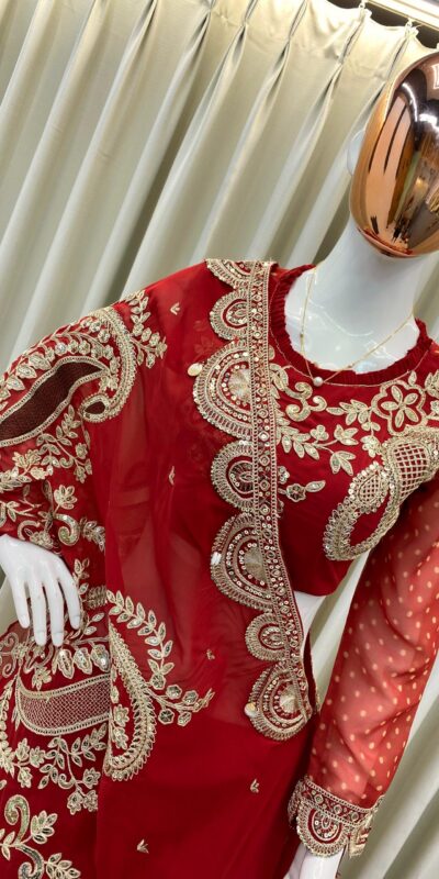 BE 400 Red Georgette Lehenga Choli Perfect for Wedding, Party, Pooja, Cultural Events, Baisakhi . Now at just ₹2449. Delivery 4-6 Working Days. Shop now | Lehenga, Bollywood Lehenga, Creative Lehenga, Designer Lehenga, Embroidered Lehenga, Party Wear Lehenga