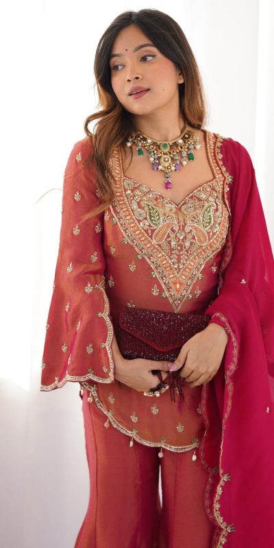 NSR 852 Red Simar Silk With Embroidery Work with Full Sleeve Salwar Suit in . Now at just ₹2099. Delivery 4-6 Working Days. Shop n | Casual Suits, Jump Suits, Salwar suit, Creative suits, Designer Suits, Palazzo Suits, Party Wear Suits, Patiala Suits, Straight Suits