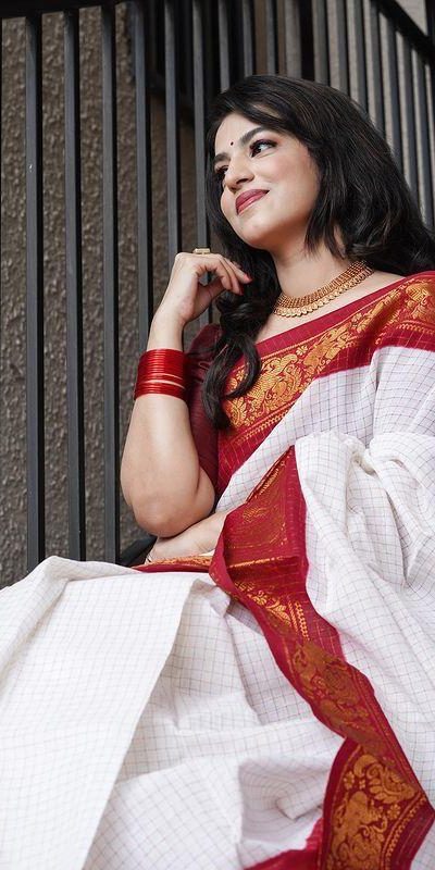 KP 3025 Red Soft Lichi Silk Saree Perfect for Wedding, Party, Baby Shower, Onam, Durga Puja . Available at ₹1449 only. Delivery 4-6 Working Days. | Designer Sarees, Embroidered Sarees, Sarees, Bollywood Sarees, Creative Sarees, Ethnic Saree, Modern Digital sarees, Party Wear Sarees