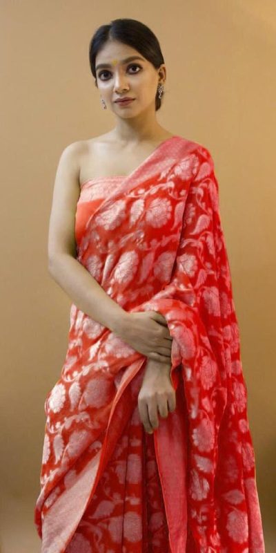 KP 1073 Red Soft Lichi Silk Saree Perfect for Wedding, Party, Sangeet, Ethnic Day, Festival Celebrations Get it for ₹1399. Delivery 4-6 Working Da | Designer Sarees, Embroidered Sarees, Sarees, Bollywood Sarees, Creative Sarees, Ethnic Saree, Modern Digital sarees, Party Wear Sarees