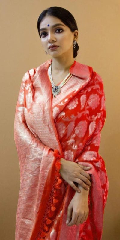 KP 1073 Red Soft Lichi Silk Saree Perfect for Wedding, Party, Sangeet, Ethnic Day, Festival Celebrations Get it for ₹1399. Delivery 4-6 Working Da | Designer Sarees, Embroidered Sarees, Sarees, Bollywood Sarees, Creative Sarees, Ethnic Saree, Modern Digital sarees, Party Wear Sarees