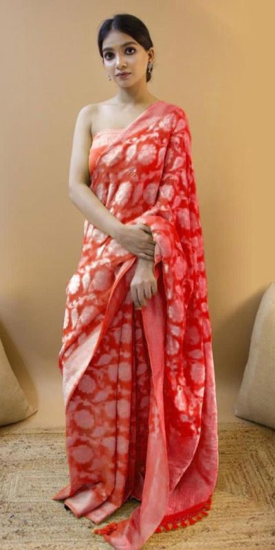 KP 1073 Red Soft Lichi Silk Saree Perfect for Wedding, Party, Sangeet, Ethnic Day, Festival Celebrations Get it for ₹1399. Delivery 4-6 Working Da | Designer Sarees, Embroidered Sarees, Sarees, Bollywood Sarees, Creative Sarees, Ethnic Saree, Modern Digital sarees, Party Wear Sarees