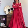 VLM 238 Red in Star Georgette. Lace Work Gown Wedding, Party, Festive, Events at ₹1999 only. Delivery 4-6 Working Days. Shop now. | Gowns, Bollywood Gowns, Creative Gowns, Designer Gowns, Embroidered Gowns, Party Wear Gowns
