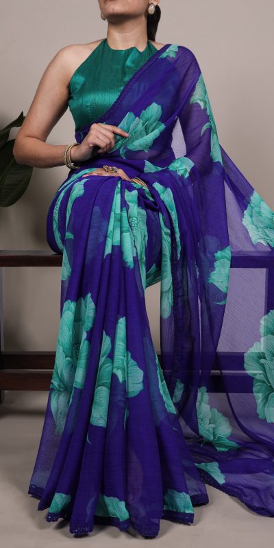 YNF 7033 Royal Blue Color Chiffon Lace Work & Lace Border Saree . Available at ₹1499 only. Delivery 4-6 Working Days. Shop now. | Designer Sarees, Embroidered Sarees, Sarees, Bollywood Sarees, Creative Sarees, Ethnic Saree, Modern Digital sarees, Party Wear Sarees