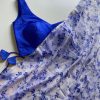Royal Blue Georgette Digital Crochet Work Saree