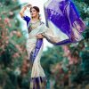 Royal Blue Soft Lichi Silk Lace Work Saree
