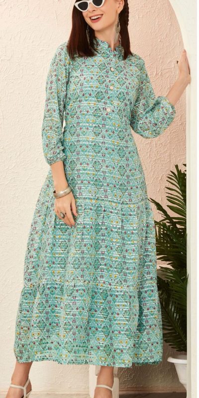 INLI BLOSSOM 2.0 Sea Green Georgette print Gown Perfect for Wedding, Party, Ganesh Chaturthi, Bridal Wear, Durga Puja . Get it for ₹1499. Delivery 4-6 Days | Gowns, Bollywood Gowns, Creative Gowns, Designer Gowns, Embroidered Gowns, Party Wear Gowns