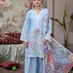 Sky Blue Roman Silk Embroidery Work Salwar Suit