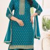 Teal Rayon Lace Embroidery Work Salwar Suit