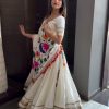White Cotton Mirror Work Embroidery Lehenga Choli