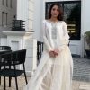 White Faux Georgette Embroidery Work Salwar Suit