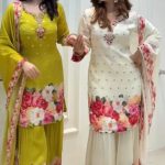 SRK 5301 White Heavy Faux Georgette With 5mm Embroidery Sequence Work With Digital print Full Sleeve Salwar Suit Wedding, Party, 4-6 Working Days At 1999 | Casual Suits, Jump Suits, Salwar suit, Creative suits, Designer Suits, Palazzo Suits, Party Wear Suits, Patiala Suits, Straight Suits