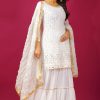 SR 1671 White Georgette Salwar Suit Perfect for Wedding, Party, Cultural Events, Temple Visit, Lohri Now at just ₹1799. Delivery 4-6 Working Days. | Casual Suits, Jump Suits, Tops & Bottoms, Track Suits, Salwar suit, Creative suits, Designer Suits, Palazzo Suits, Party Wear Suits, Patiala Suits, Straight Suits, Trendy Wear