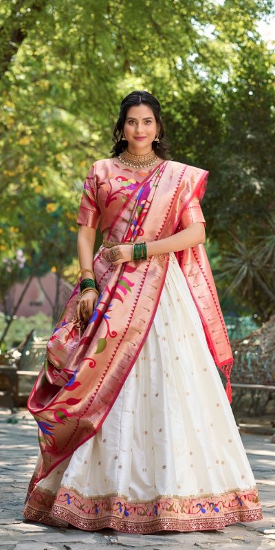 LNB 2005 White Jacquard Silk Weaving Zari Lehenga Choli Festive Party Wedding, Events etc. Delivery 4-6 Working Days @3499/- | Lehenga, Bollywood Lehenga, Creative Lehenga, Designer Lehenga, Embroidered Lehenga, Party Wear Lehenga