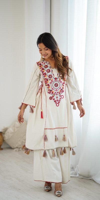 SRK 5286 White in Khadi Cotton Mirror Work & Embroidery Work Salwar Suit . Now at just ₹2099. Delivery 4-6 Working Days. Shop now. | Casual Suits, Jump Suits, Salwar suit, Creative suits, Designer Suits, Palazzo Suits, Party Wear Suits, Patiala Suits, Straight Suits