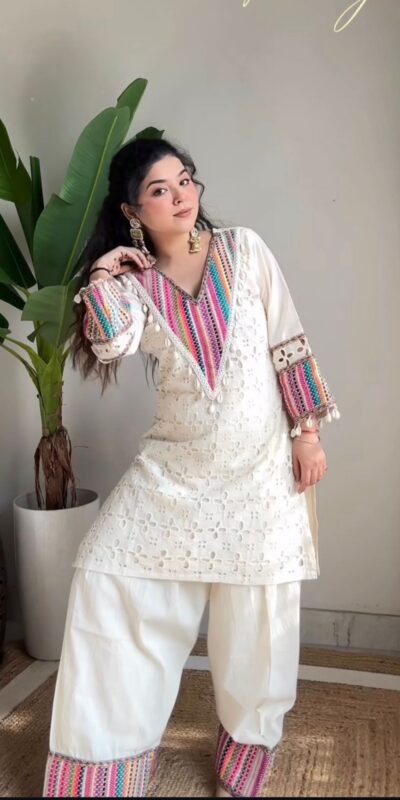 SR 1683 White Khadi Cotton with Thread Embroidery & Embroidery Work Salwar Suit just ₹1999. Delivery 4-6 Working Days. Shop now. | Casual Suits, Jump Suits, Tops & Bottoms, Track Suits, Salwar suit, Creative suits, Designer Suits, Palazzo Suits, Party Wear Suits, Patiala Suits, Straight Suits, Trendy Wear