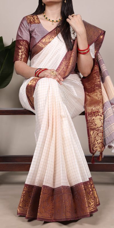 YNF 7405 White Poly Cotton With Zari Work Saree . Wedding, Party, Festive, Events Now at just ₹1449. Delivery 4-6 Working Days. Shop now. | Designer Sarees, Embroidered Sarees, Sarees, Bollywood Sarees, Creative Sarees, Ethnic Saree, Modern Digital sarees, Party Wear Sarees