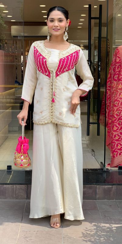 NSR 869 White Roman Silk Salwar Suit Perfect for Wedding, Party, Ethnic Day, Traditional Day, Housewarming . Now at just ₹1899. Delivery 4-6 Working | Casual Suits, Jump Suits, Tops & Bottoms, Track Suits, Salwar suit, Creative suits, Designer Suits, Palazzo Suits, Party Wear Suits, Patiala Suits, Straight Suits, Trendy Wear