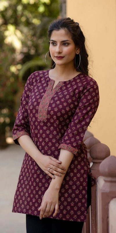 Lavender Cotton Printed Kurti