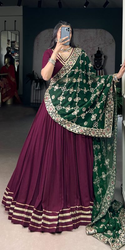LNB 1692 Wine Pure Rayon Embroidery Work & Sequins Work Lehenga Choli in . Now at just ₹3199. Delivery 4-6 Working Days. Shop now. | Lehenga, Bollywood Lehenga, Creative Lehenga, Designer Lehenga, Embroidered Lehenga, Party Wear Lehenga