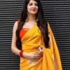 Yellow Lichi Silk With Jacquard Border Saree
