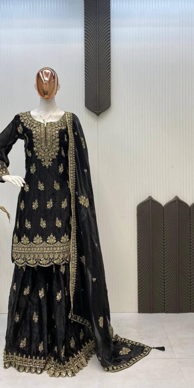 Black Fendy Embroidery Work Salwar Suit
