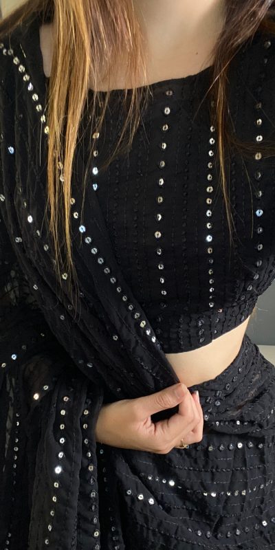 BT SUMAN Black Fox Georgette SareePerfect for Wedding, Party, Sangeet, Baisakhi, Karwa Chauth – . Special Price ₹1749. Delivery 4-6 Working Days. | Designer Sarees, Embroidered Sarees, Sarees, Bollywood Sarees, Creative Sarees, Ethnic Saree, Modern Digital sarees, Party Wear Sarees