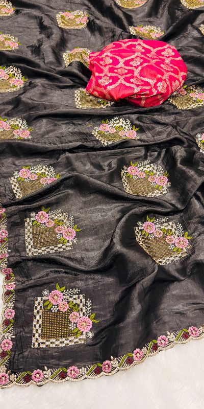 SC 239 Pink Georgette With Lace Work & Lace Border Saree . Wedding, Party, Festive, Events, Exclusive Offer ₹1599. Delivery 4-6 Working Days. Shop now. | Designer Sarees, Embroidered Sarees, Sarees, Bollywood Sarees, Creative Sarees, Ethnic Saree, Modern Digital sarees, Party Wear Sarees