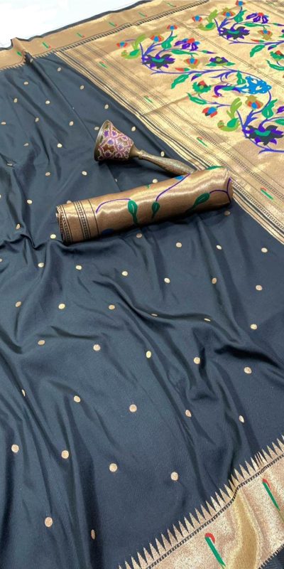 Black Pure Banarasi Silk Zari Work Saree