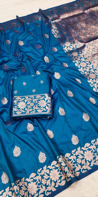 Blue Banarasi Silk Lace Zari Work Saree