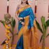 Blue Silk Paithni Weaving Zari Work Saree