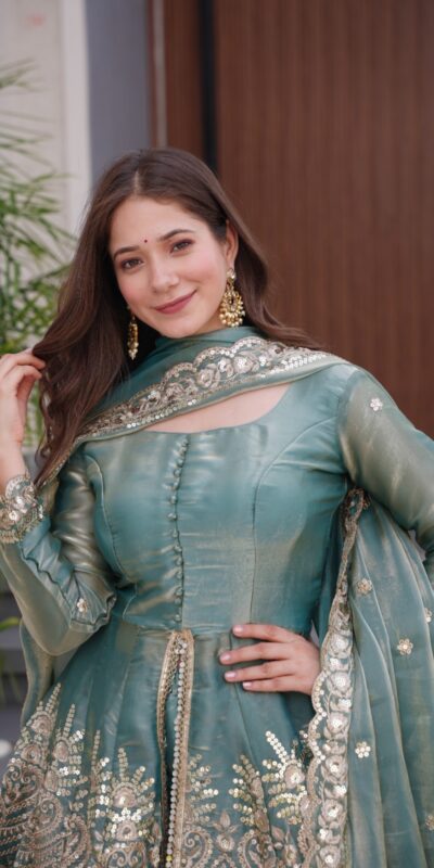FC SSC 658 Firozi Fendy Satin Silk Gown Perfect for Wedding, Party, Karwa Chauth, Family Gatherings, Holi – . Now at just ₹2999. Delivery 4-6 Working | Lehenga, Bollywood Lehenga, Creative Lehenga, Designer Lehenga, Embroidered Lehenga, Party Wear Lehenga