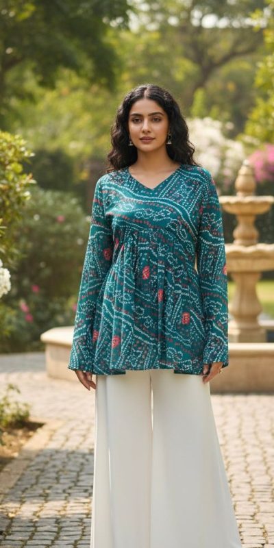 INLI Bandhej Firozi Color Pure Georgette Kurti with Designer Work. Best Price ₹1349. Delivery 4-6 Working Days. Shop now. | Kurti, Bollywood Kurti, Creative Kurtis, Designer Kurti, Party Wear Kurti, Selfie Kurti