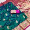 Green Banarasi Silk Lace Work Zari Work Saree